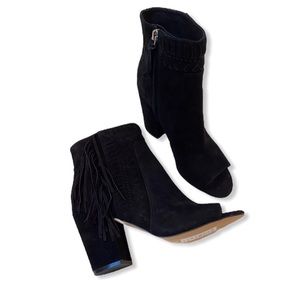 Rebecca Minkoff Iris Fringe Open-Toe Bootie Black